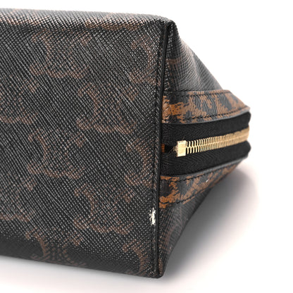 Celine Triomphe Canvas Calfskin Leopard Print Mini Clutch on Chain Black Tan 7 of 7