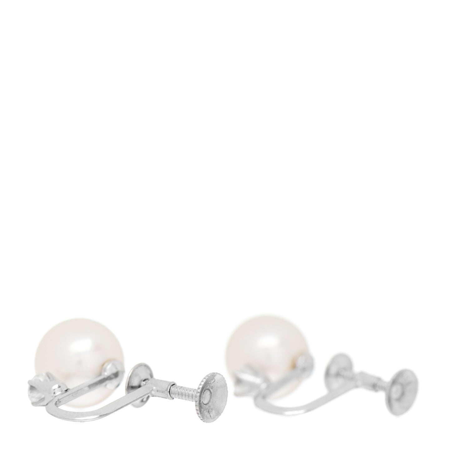 14K White Gold Diamond Akoya Pearl 9mm Screw-Back Earrings