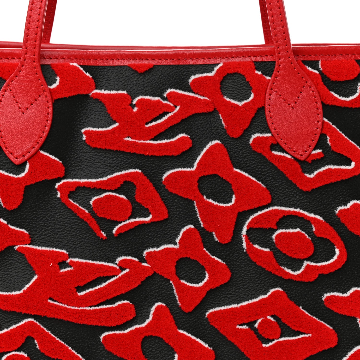 Louis Vuitton X UF Tufted Monogram Neverfull MM Black Red 8 of 9