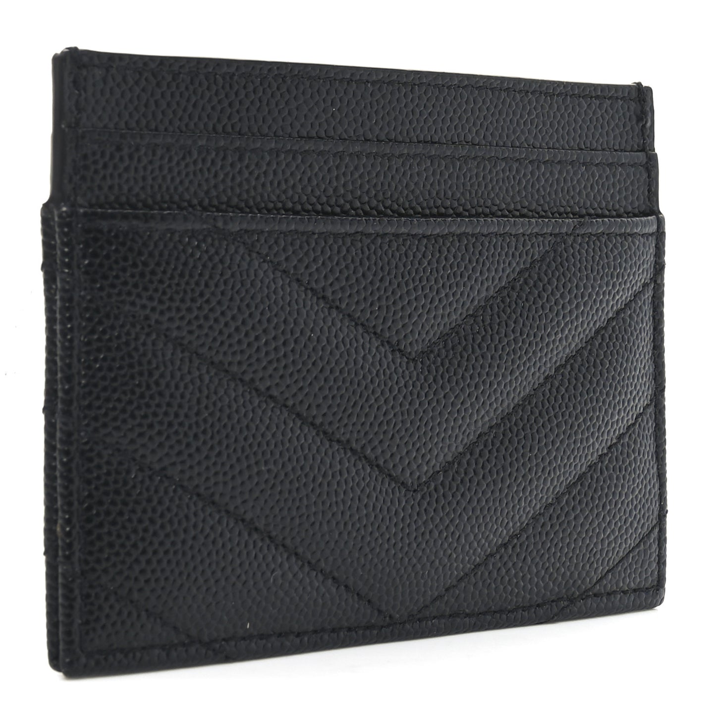 Grain De Poudre Matelasse Chevron Monogram Credit Card Case Black