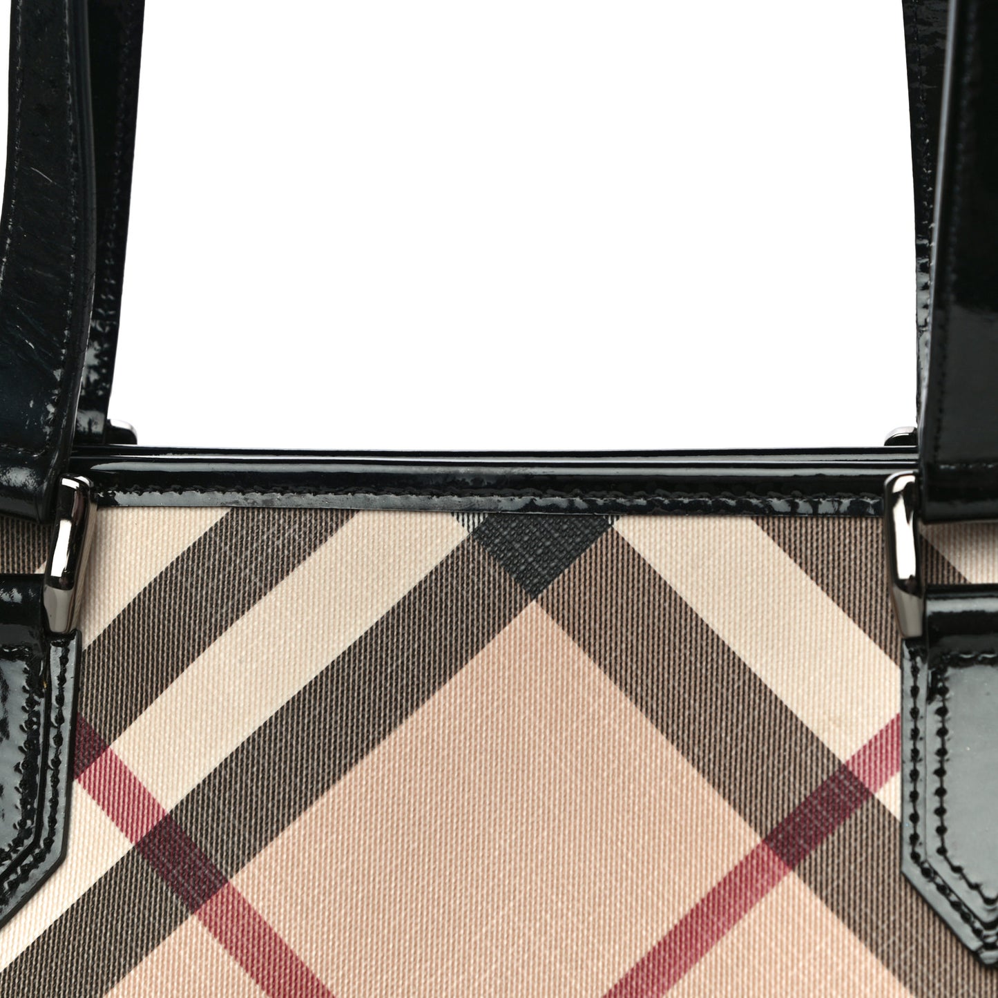 Nova Check Patent Trim Shopper Tote Black