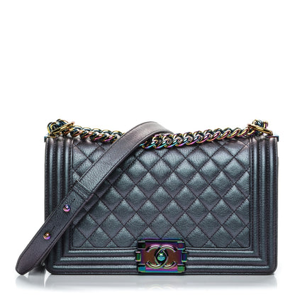 Chanel Iridescent Goatskin Quilted Medium Boy Flap Purple 1 of 7