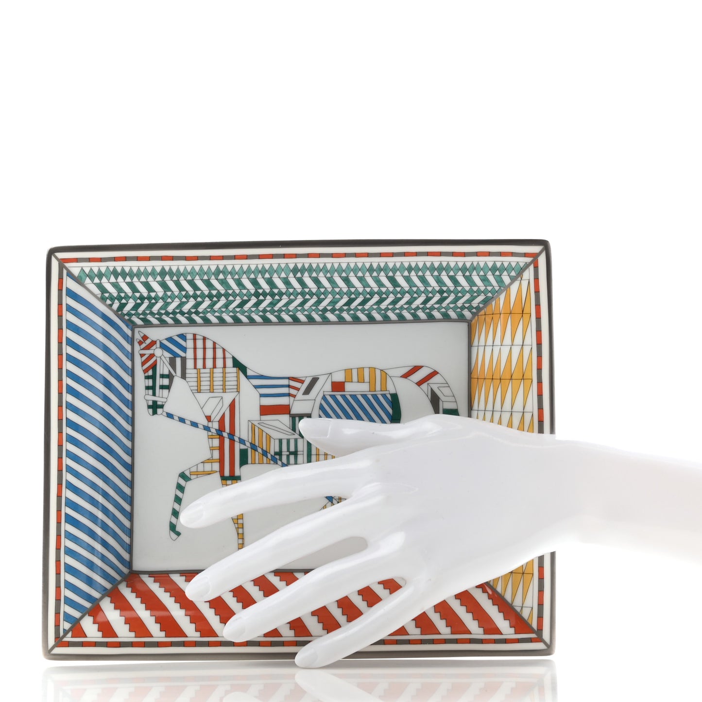 Porcelain Velvet Goatskin Promenade Au Faubourg Change Tray Arlequin