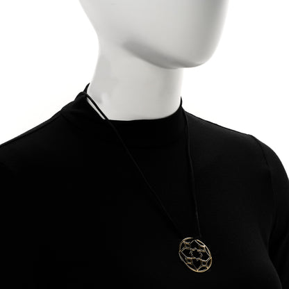 Tiffany 18K Yellow Gold Paloma Picasso Zellige Medallion Pendant Cord Necklace 2 of 5