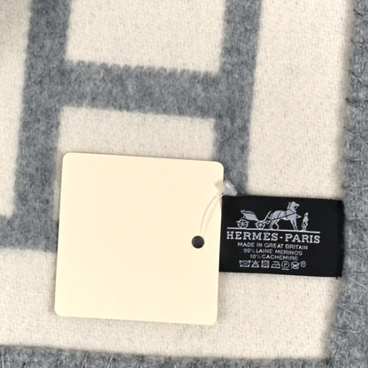 Hermes Wool Cashmere Avalon III Blanket Ecru Gris Clair 3 of 3