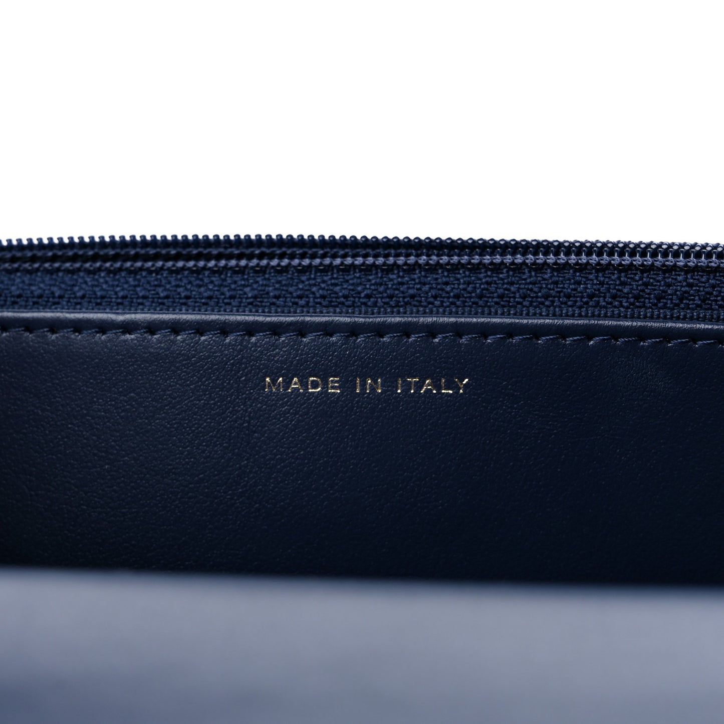 Caviar Quilted Pocket Clutch With Chain WOC Navy Blue