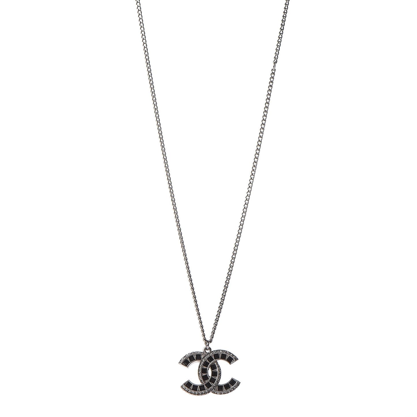 Ruthenium Baguette Crystal CC Necklace Black