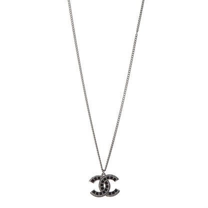 Chanel Ruthenium Baguette Crystal CC Necklace Black 1 of 6
