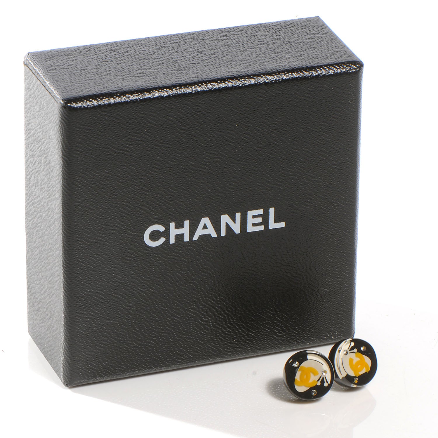 Chanel Crystal Resin Butterfly CC Earrings Yellow 4 of 4