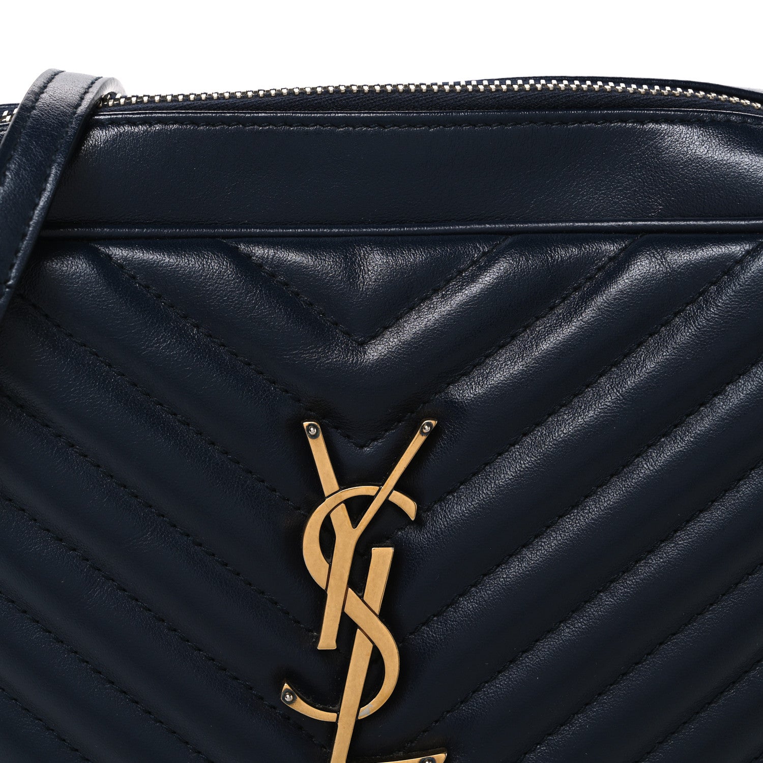 Saint Laurent Calfskin Matelasse Monogram Lou Camera Bag Deep Marine 8 of 10