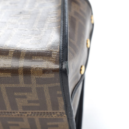 Fendi Glazed Fabric Vitello Century FF 1974 Stamp Patch Mini Peekaboo Defender Cover Mogano Panna Black 9 of 9