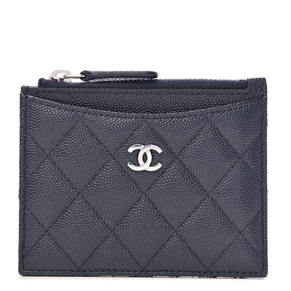 Chanel Caviar Quilted CC Zip Card Holder Navy 1 of 8