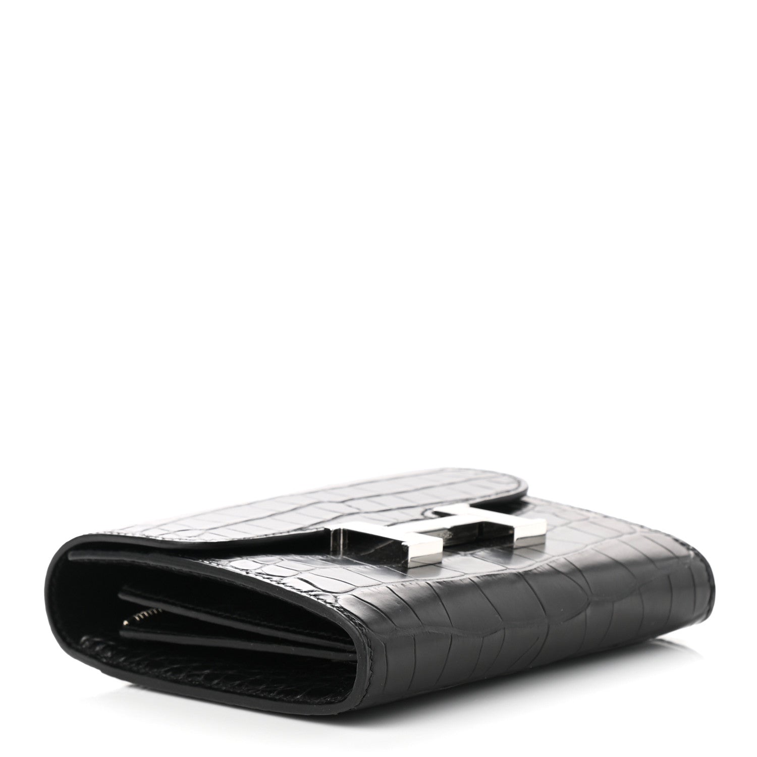 Hermes Matte Alligator Constance Short Wallet Black 4 of 8