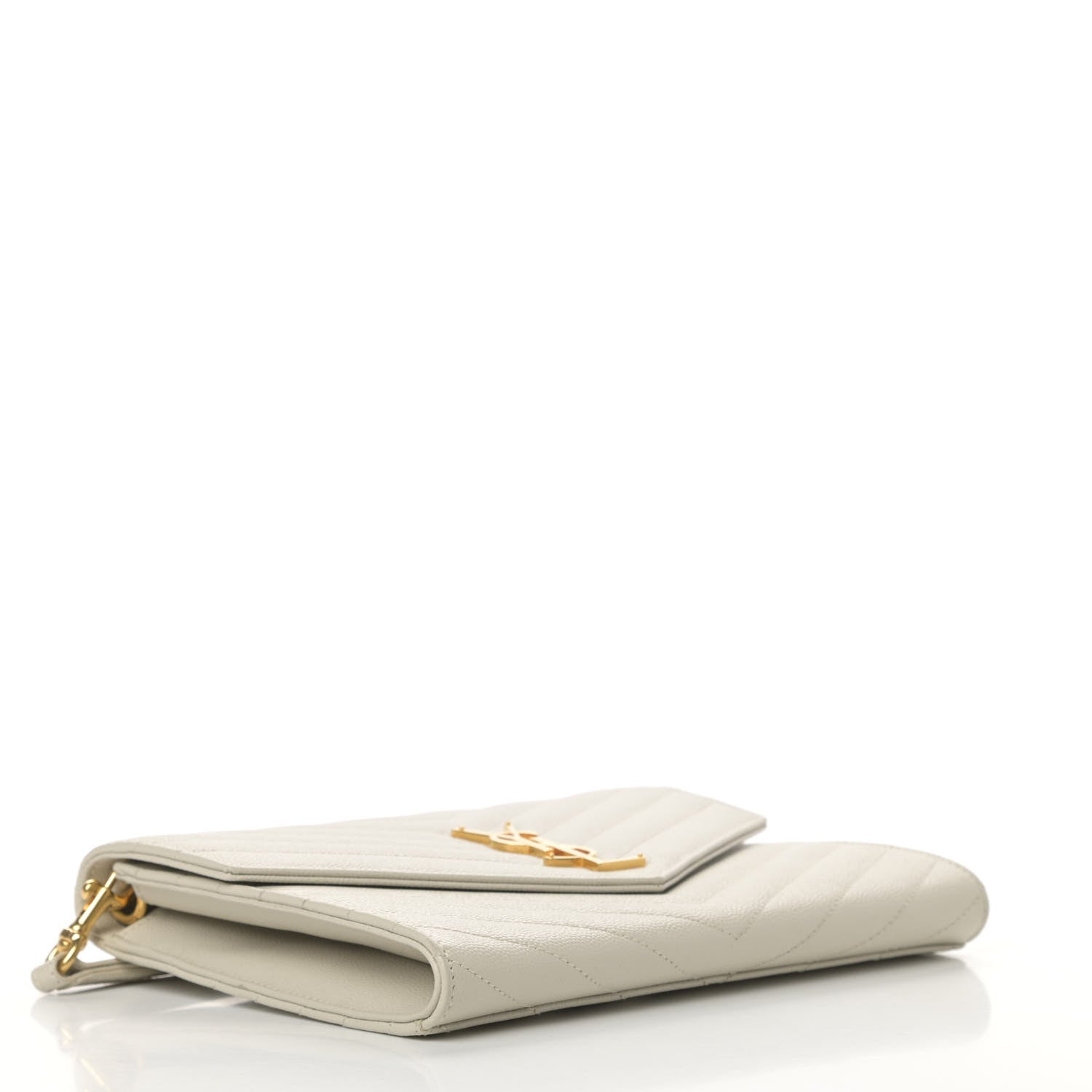 Saint Laurent Grain De Poudre Matelasse Chevron Monogram Envelope Clutch Blanc Vintage 4 of 11