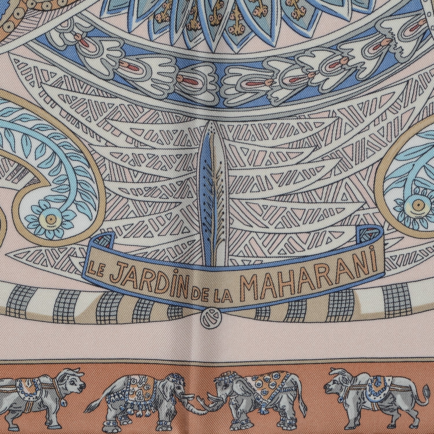 Hermes Silk Le Jardin De La Maharani Scarf 90 Rose Pale Aqua Poudre 3 of 7