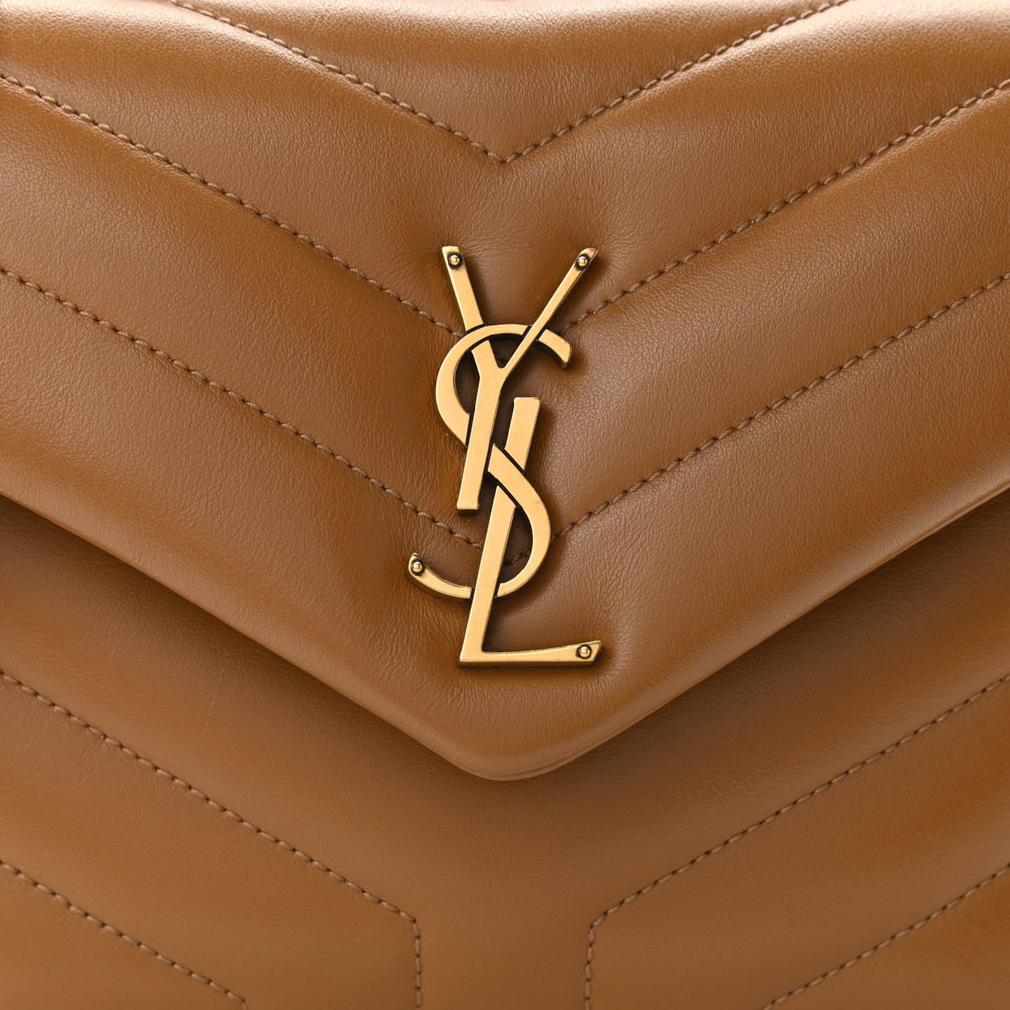 Calfskin Y Quilted Monogram Small Loulou Chain Satchel Dark Natural