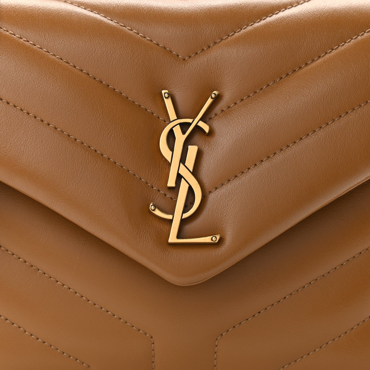 Saint Laurent Calfskin Y Quilted Monogram Small Loulou Chain Satchel Dark Natural 11 of 11
