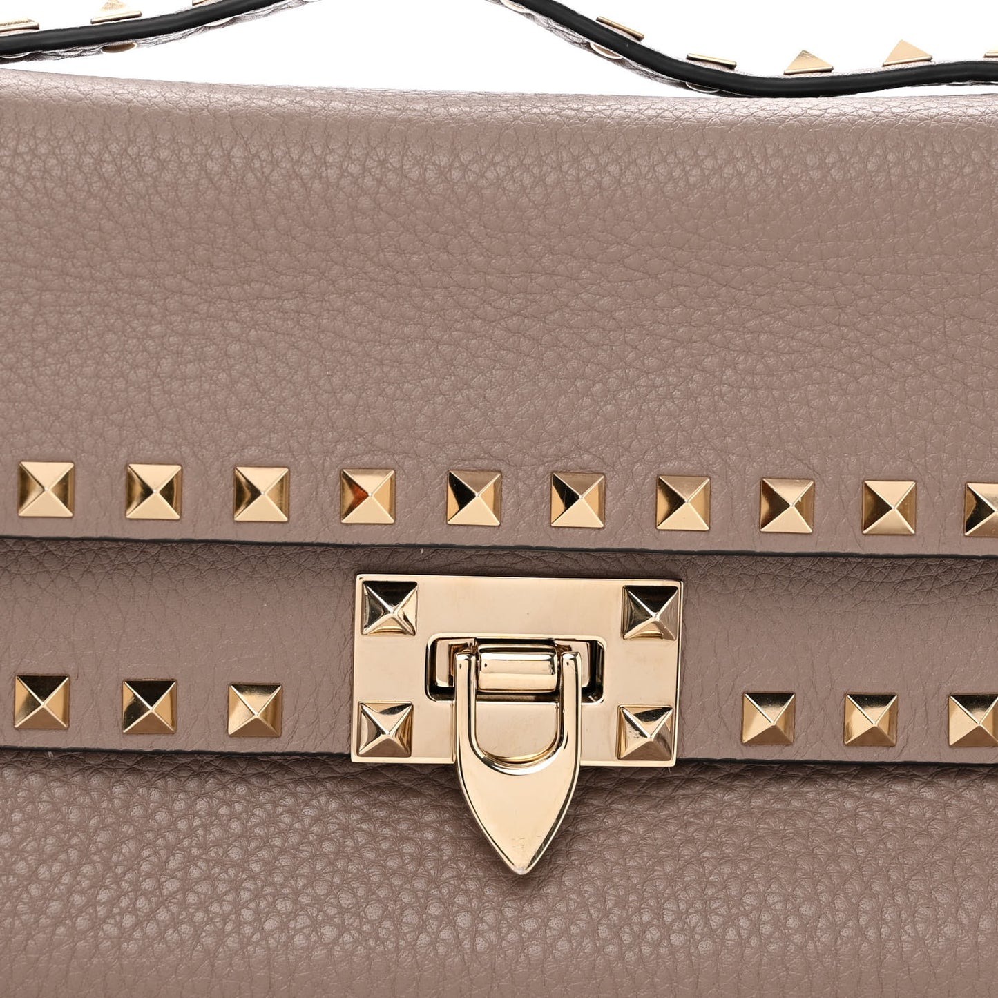 Grainy Calfskin Rockstud Double Flap Crossbody Bag Poudre
