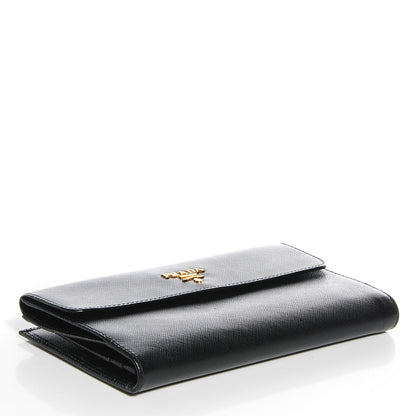 Prada Saffiano Metal Continental Flap Wallet Nero Black 4 of 8