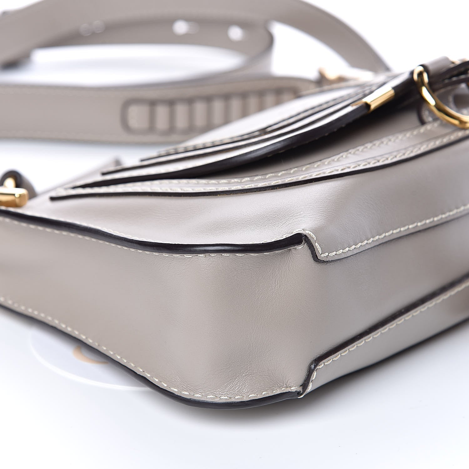 Chloe Shiny Calfskin Small Marcie Saddle Shoulder Bag Motty Grey 7 of 9