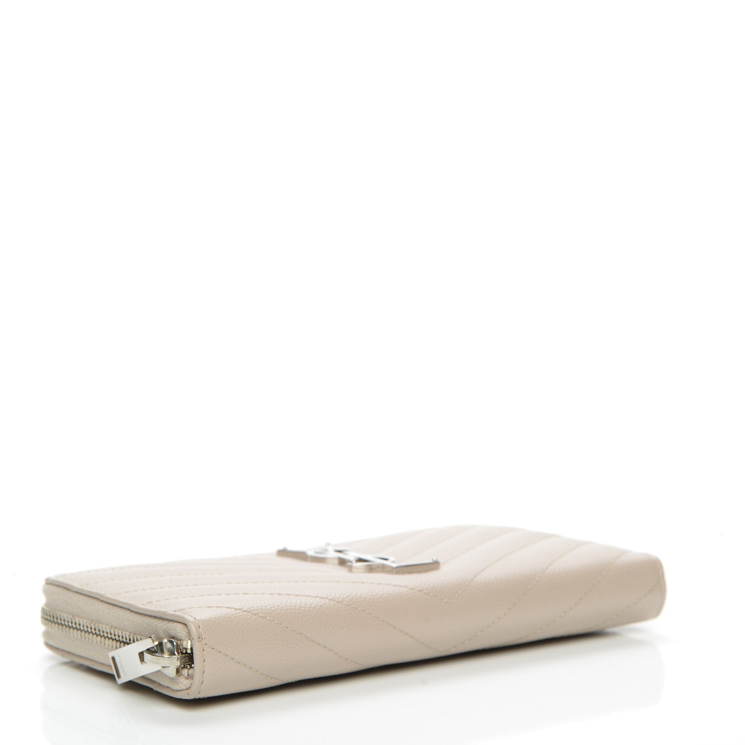 Saint Laurent Grain De Poudre Matelasse Chevron Monogram Zip Around Wallet Rose Poudre 4 of 6