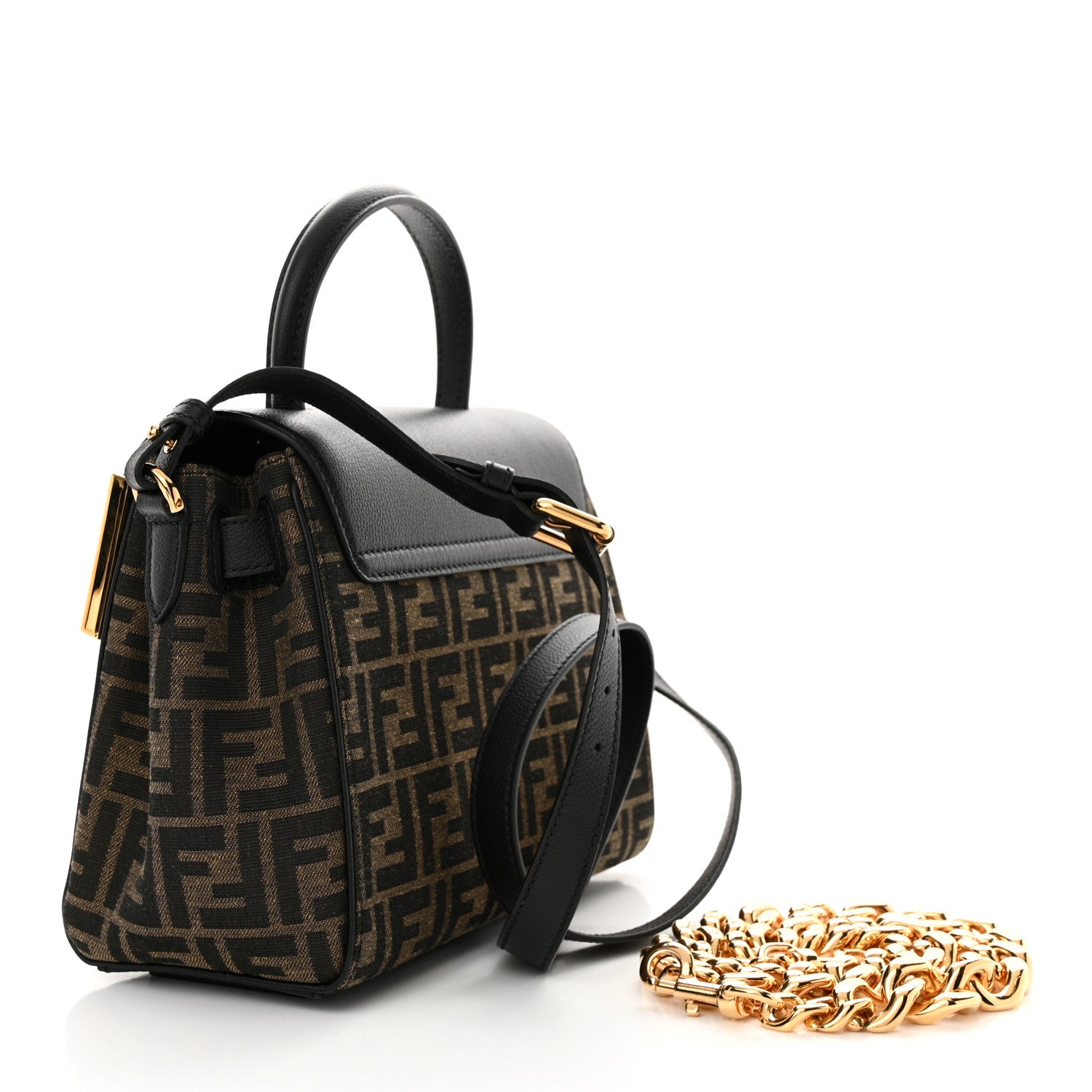 Versace X FENDI Grained Calfskin Fendace Medium La Medusa Top Handle Bag Black Brown 3 of 12