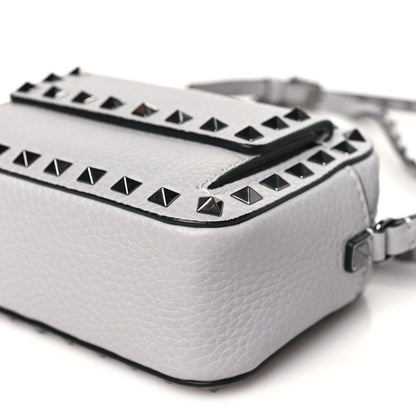 Valentino Garavani Grained Calfskin Small Rockstud Flap Pocket Camera Crossbody Bag Pastel Grey 9 of 10
