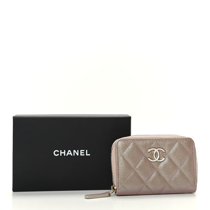 Chanel Iridescent Caviar Quilted Zip Coin Purse Beige 8 of 8