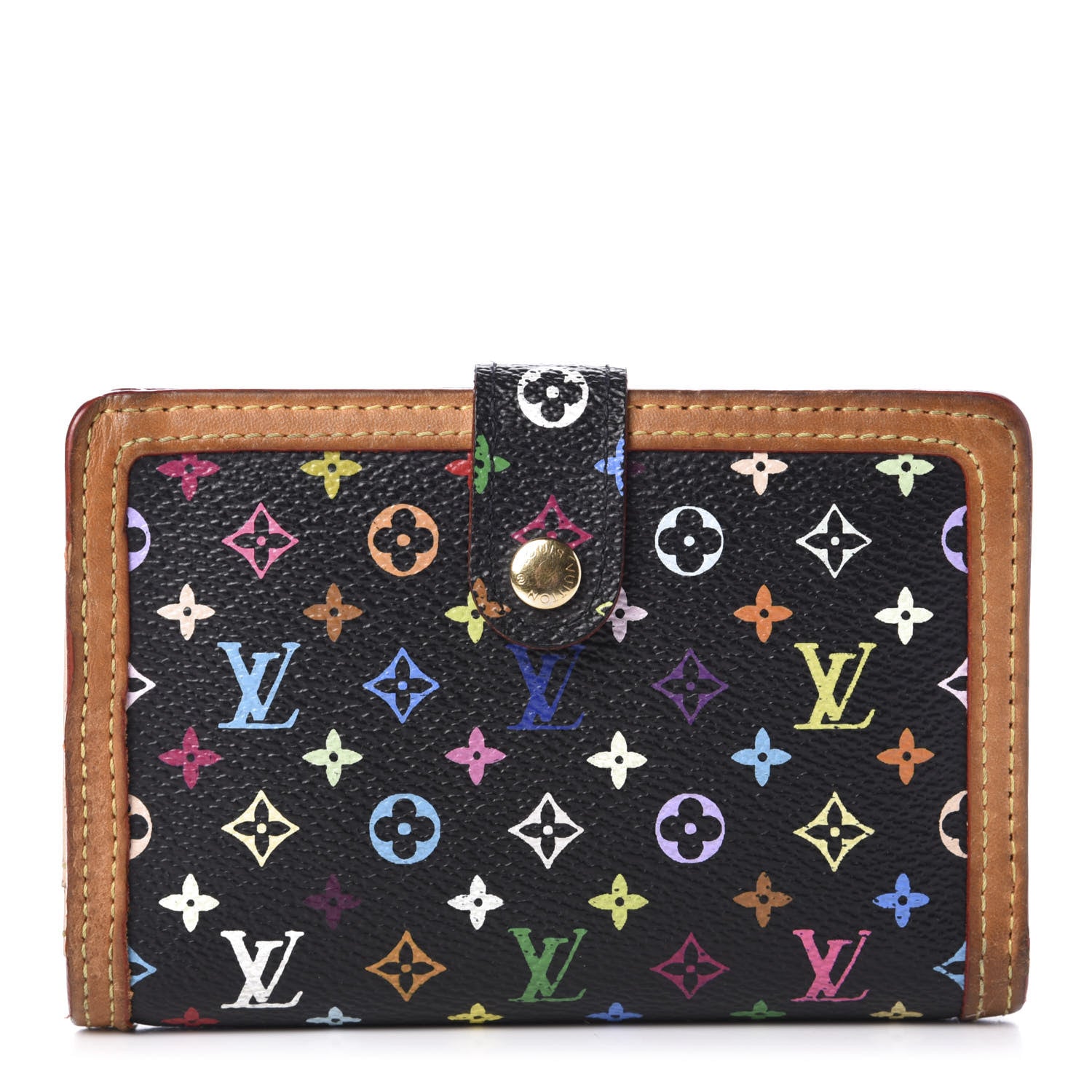 Louis Vuitton Monogram Multicolor French Purse Wallet Black 1 of 10