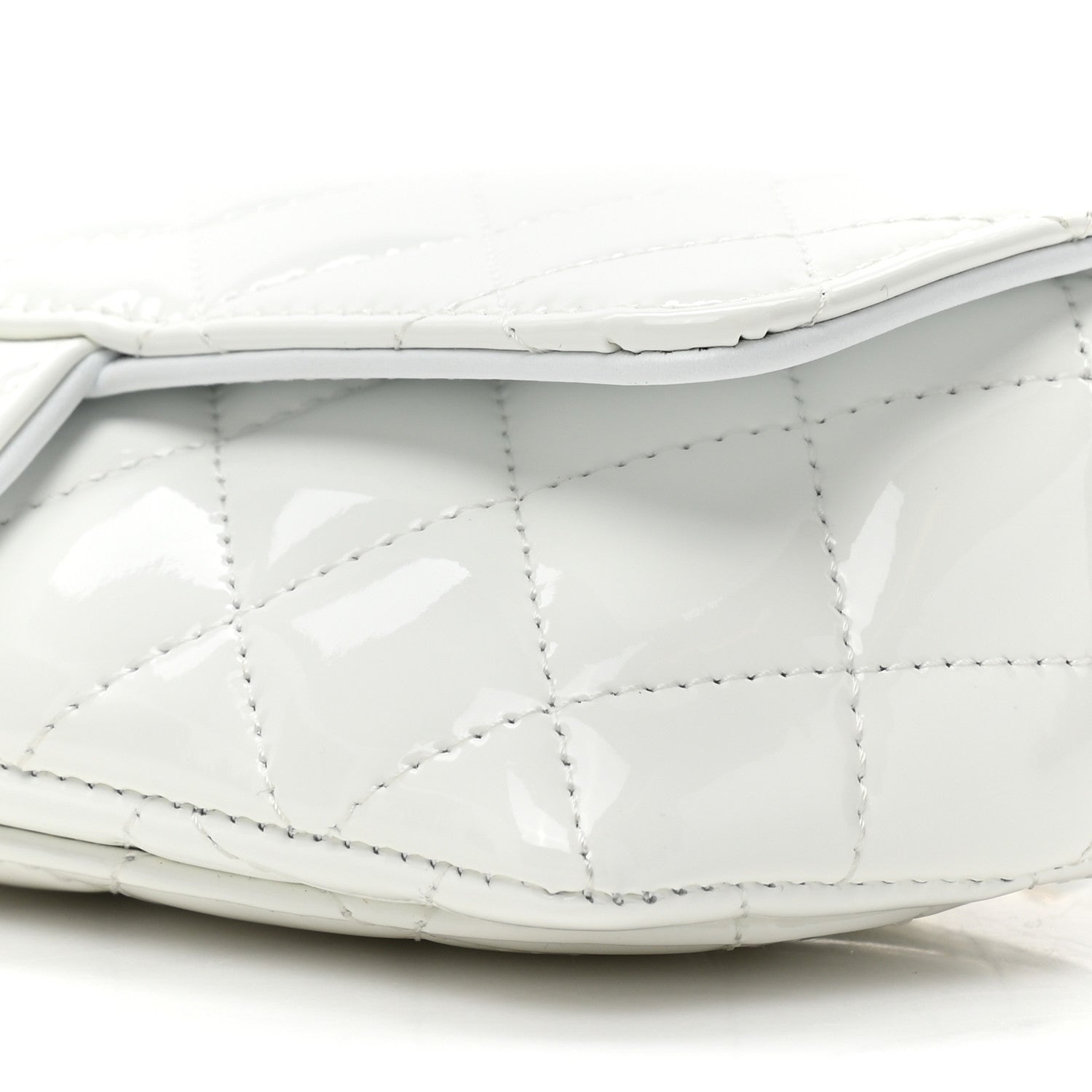 Chanel Patent Quilted Glasses Case With Chain White 10 of 11