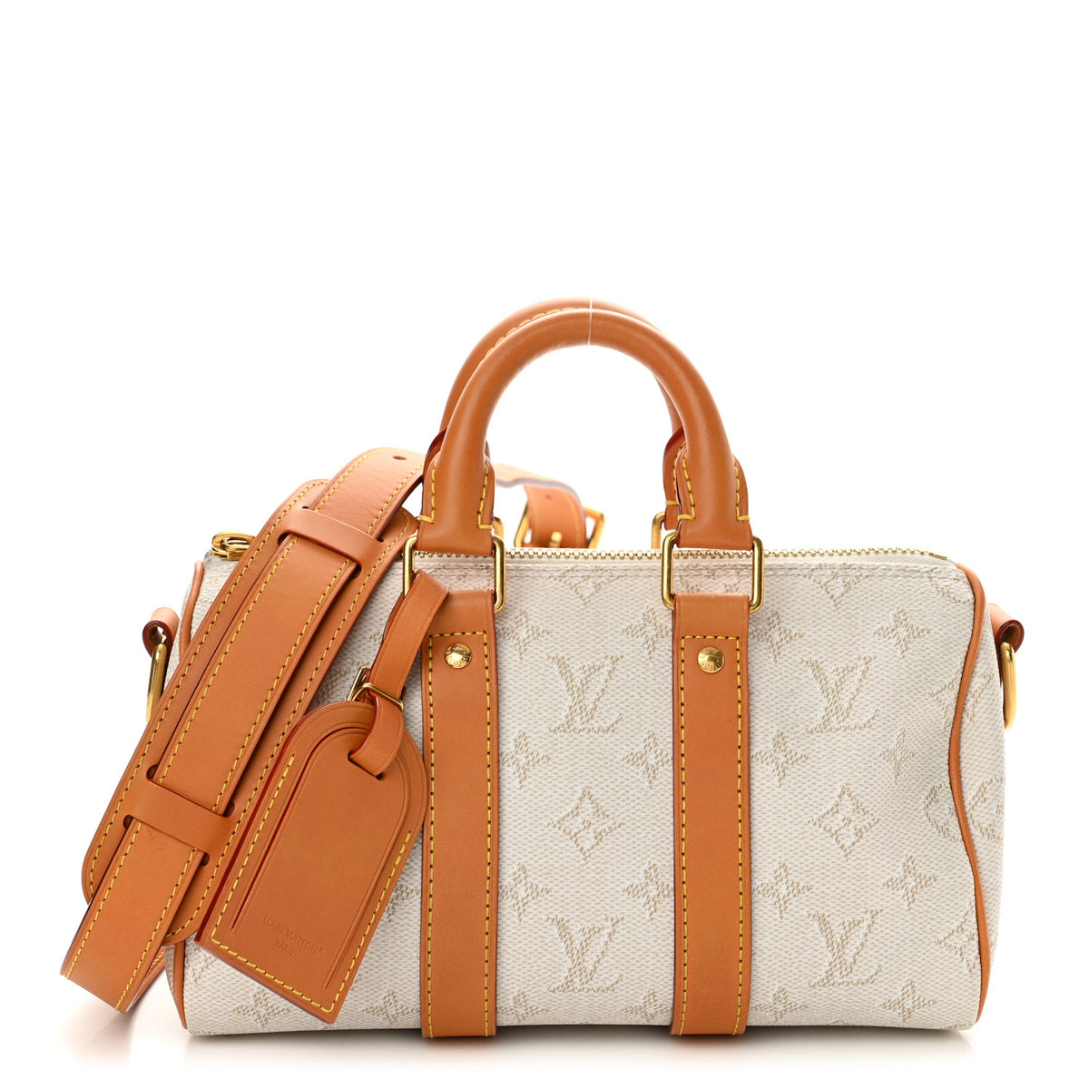 Louis Vuitton Monogram Heritage Keepall Bandouliere 25 Off White 1 of 12
