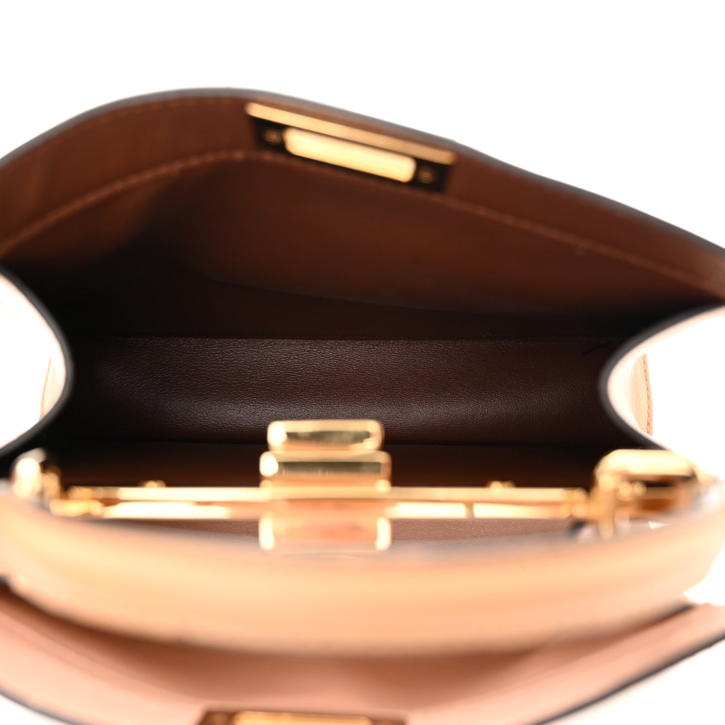 Vitello Seta Nappa Bi-Color Small Peekaboo I SEE U Satchel Miele Scuro Light Rose Ghianda