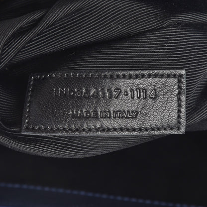 Saint Laurent Grain De Poudre Matelasse Chevron Monogram Shopping Bag Deep Marine 8 of 14