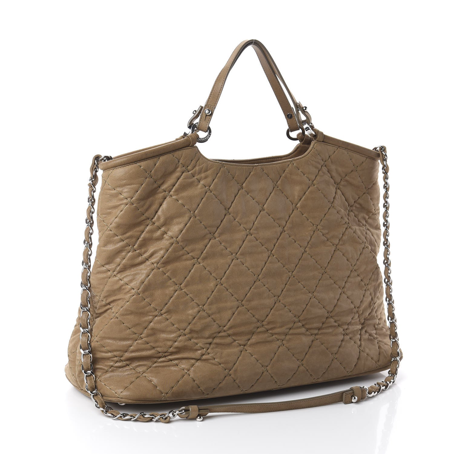 Chanel Iridescent Calfskin Quilted Large Sea Hit Tote Beige 2 of 9