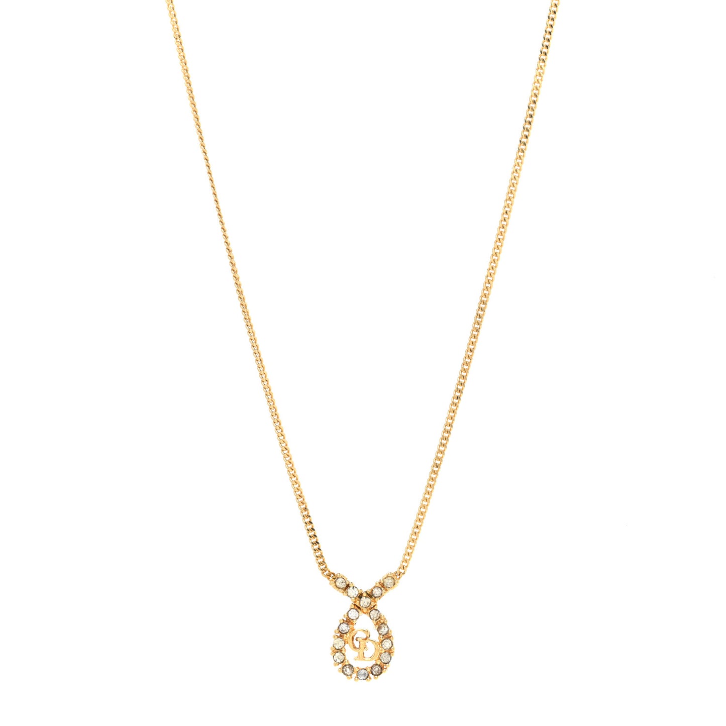 Metal Crystal CD Necklace Gold