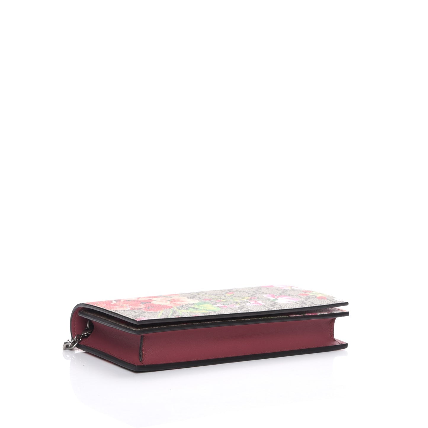GG Supreme Monogram Blooms Chain Wallet Beige Multicolor Dry Rose
