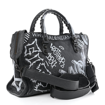 Balenciaga Agneau Arena Graffiti All Over Classic Hardware S City Gris Fossile White 3 of 11