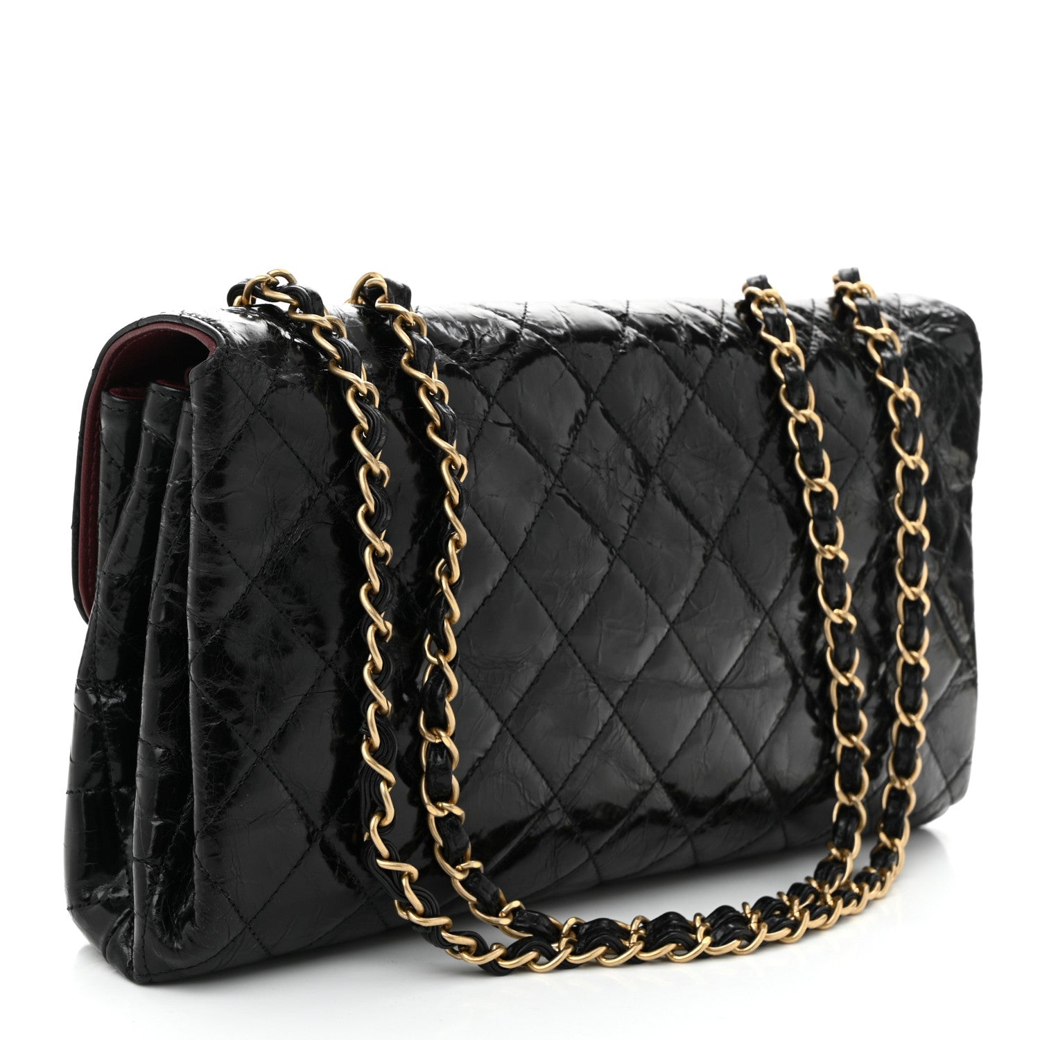 Chanel Glazed Crinkled Calfskin Quilted Flap Black 3 of 10