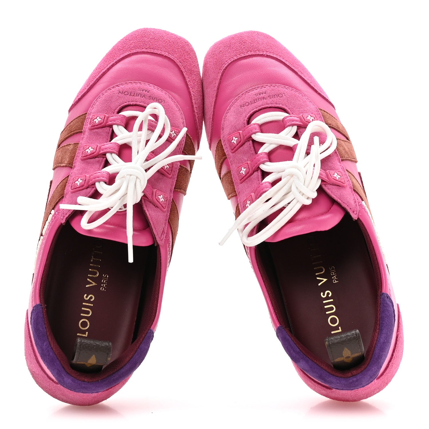 Louis Vuitton Suede Calfskin LV Sneakerina Sneakers 37 Fuchsia Pink 2 of 8