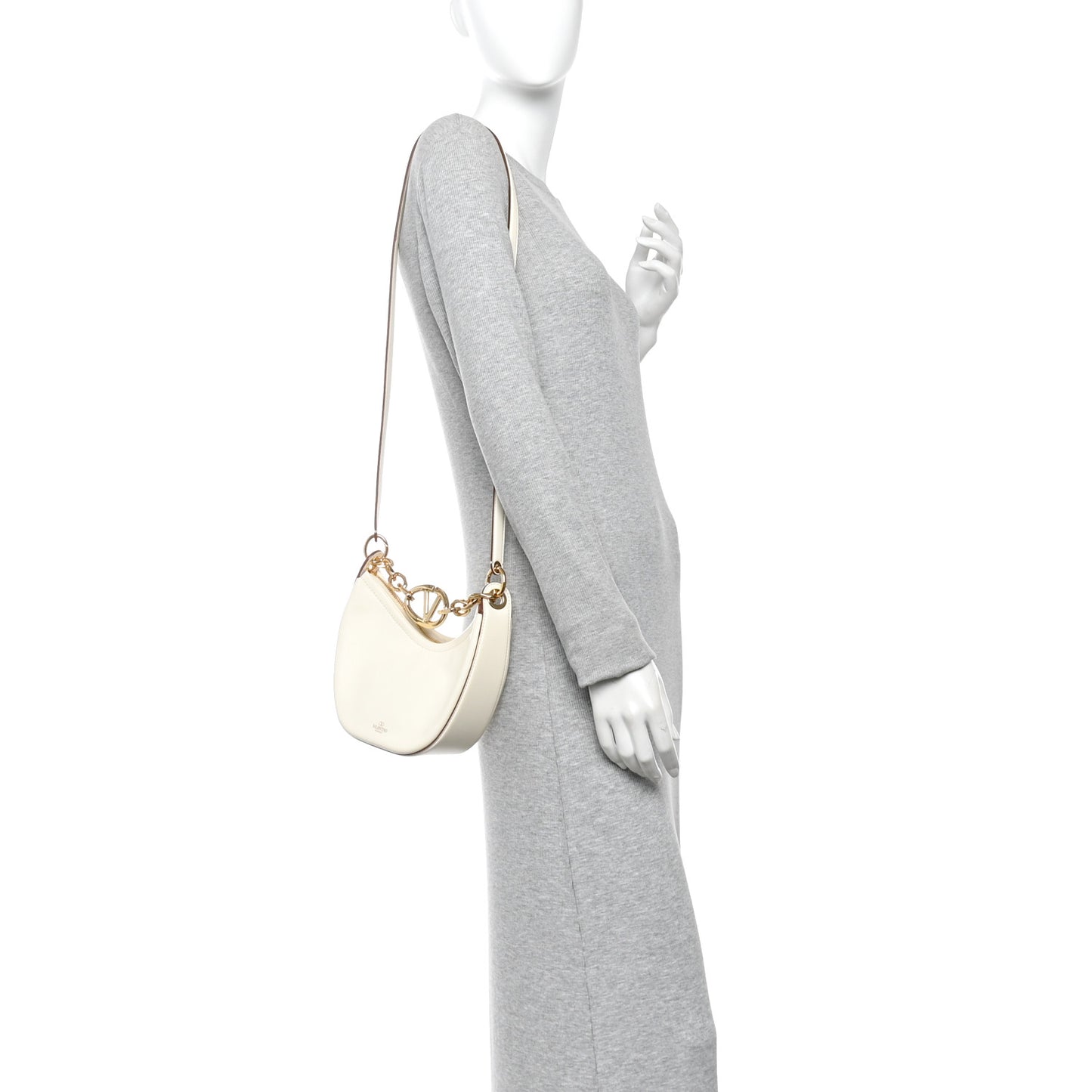 Nappa Mini Vlogo Moon Hobo Bag Ivory