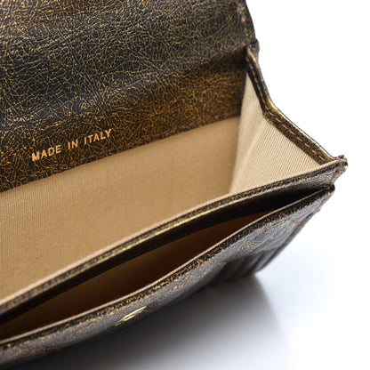 Chanel Cracked Metallic Calfskin Quilted Boy Flap Card Holder Wallet Gold 4 of 9