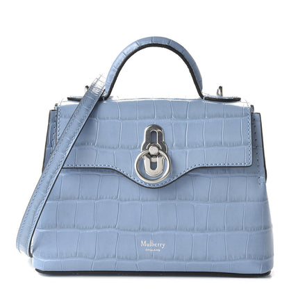 Mulberry Shiny Croc Calfskin Embossed Micro Seaton Pale Slate 1 of 10