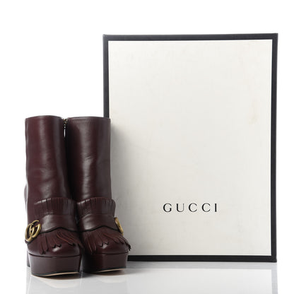 Gucci Malaga Kid GG Marmont Fringe Platform Ankle Boots 37 Red 9 of 9
