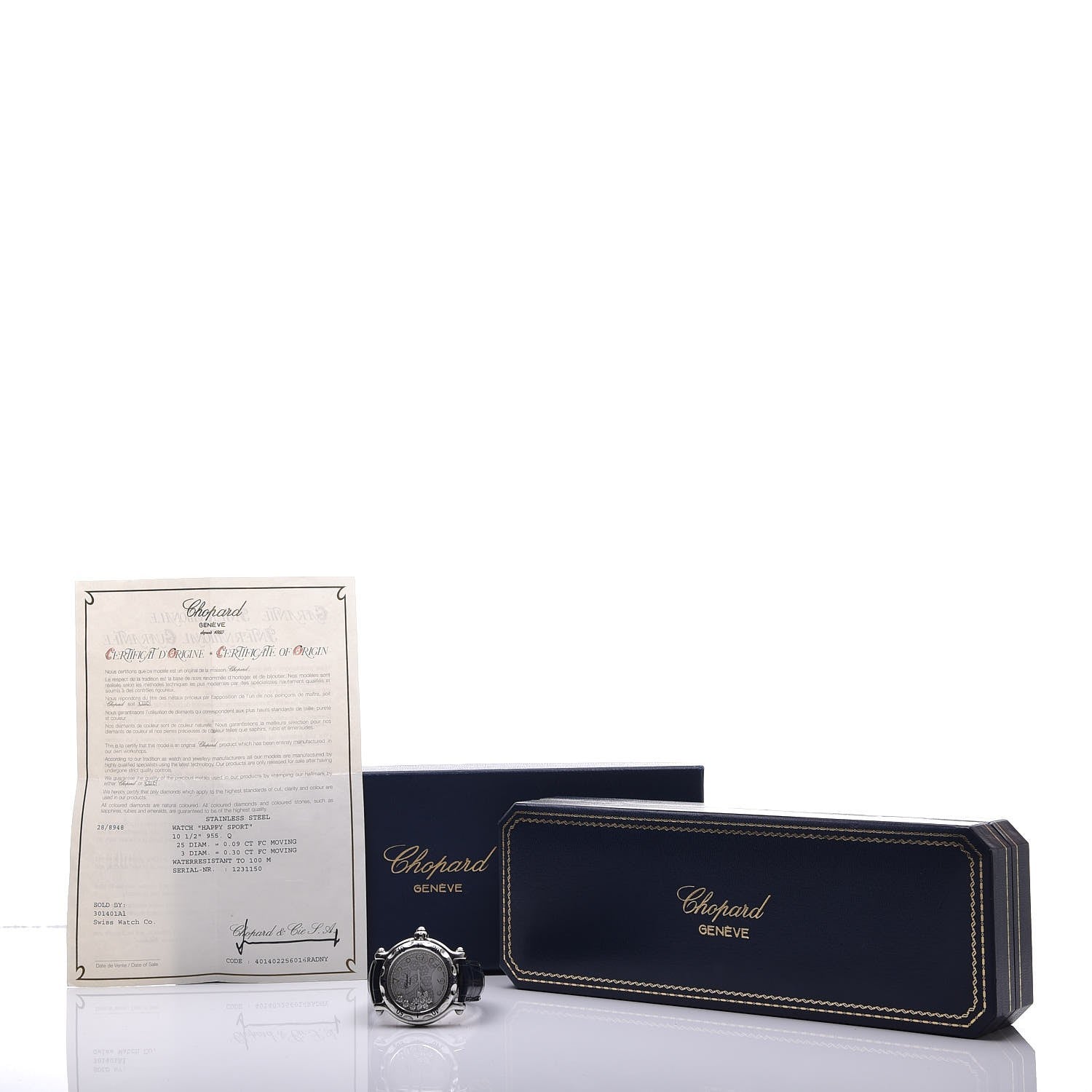 Chopard Stainless Steel Alligator Diamond 38mm Happy Sport Snowflake Quartz Watch 7 of 7