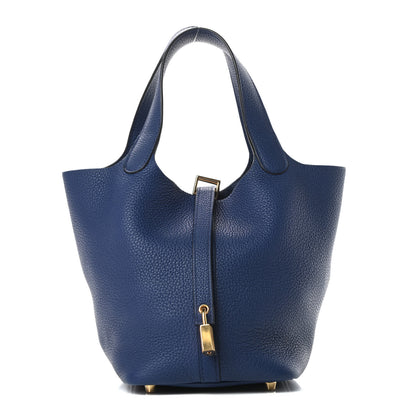 Hermes Taurillon Maurice Picotin Lock 18 PM Bleu Saphir 1 of 11
