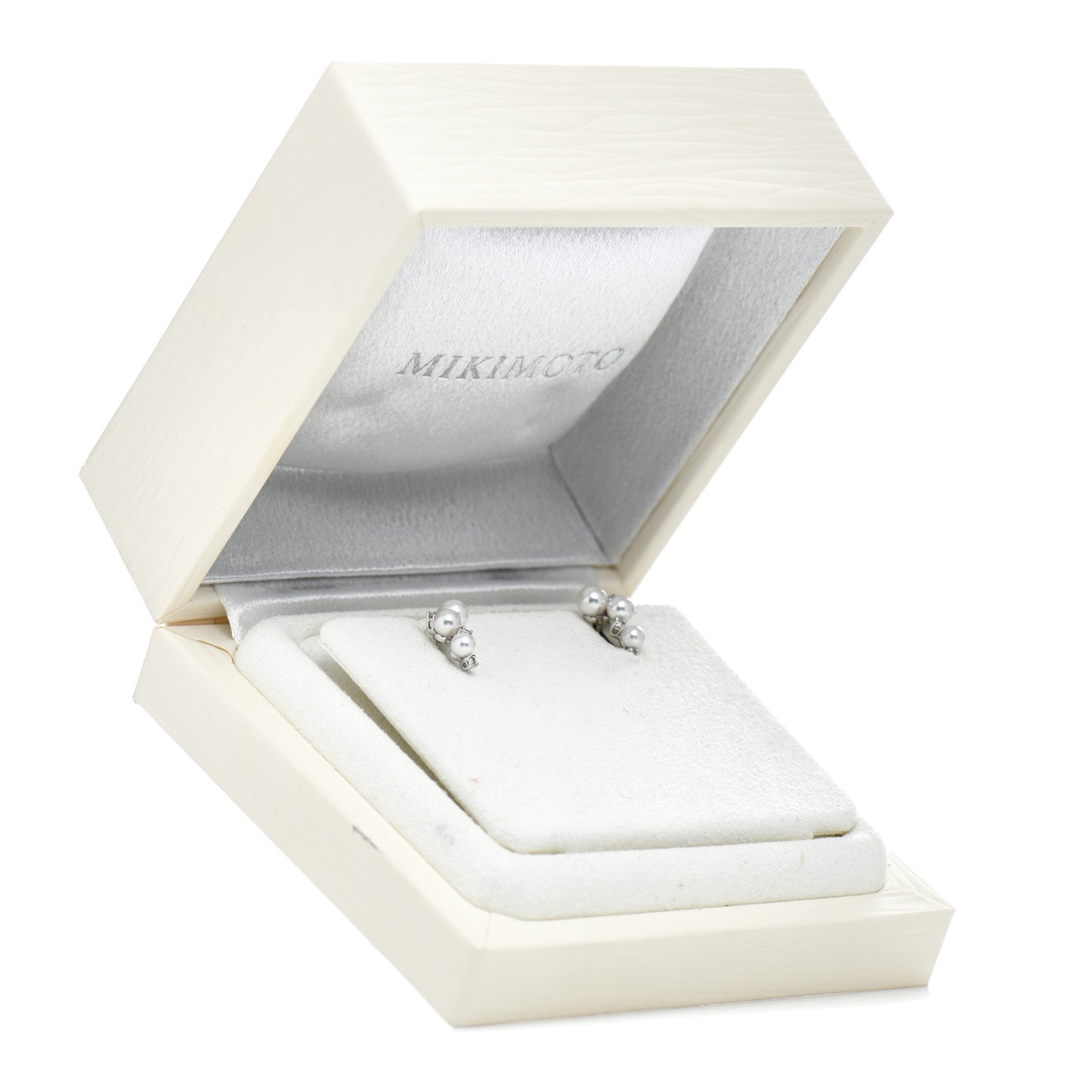 18K White Gold Diamond Akoya Pearl Cluster Earrings