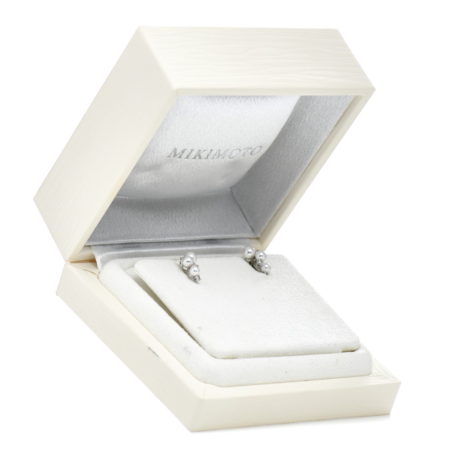 Mikimoto 18K White Gold Diamond Akoya Pearl Cluster Earrings 5 of 5
