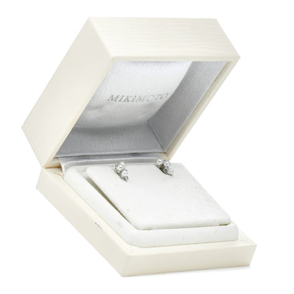 Mikimoto 18K White Gold Diamond Akoya Pearl Cluster Earrings 5 of 5