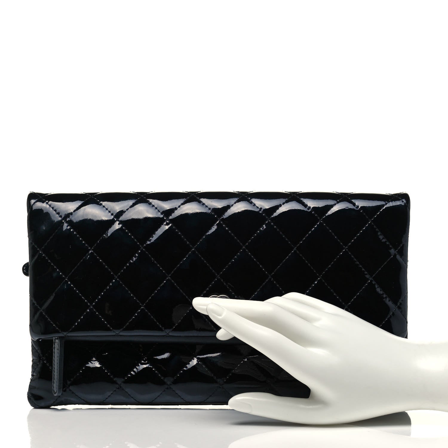 Chanel Patent Calfskin Quilted Beauty CC Clutch Black 2 of 7