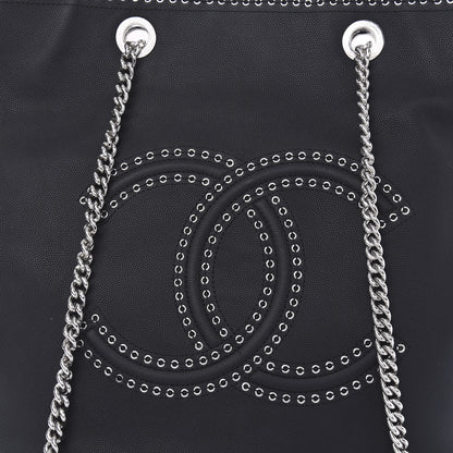 Chanel Grained Calfskin Large Coco Eyelets Shopping Tote Black 10 of 11